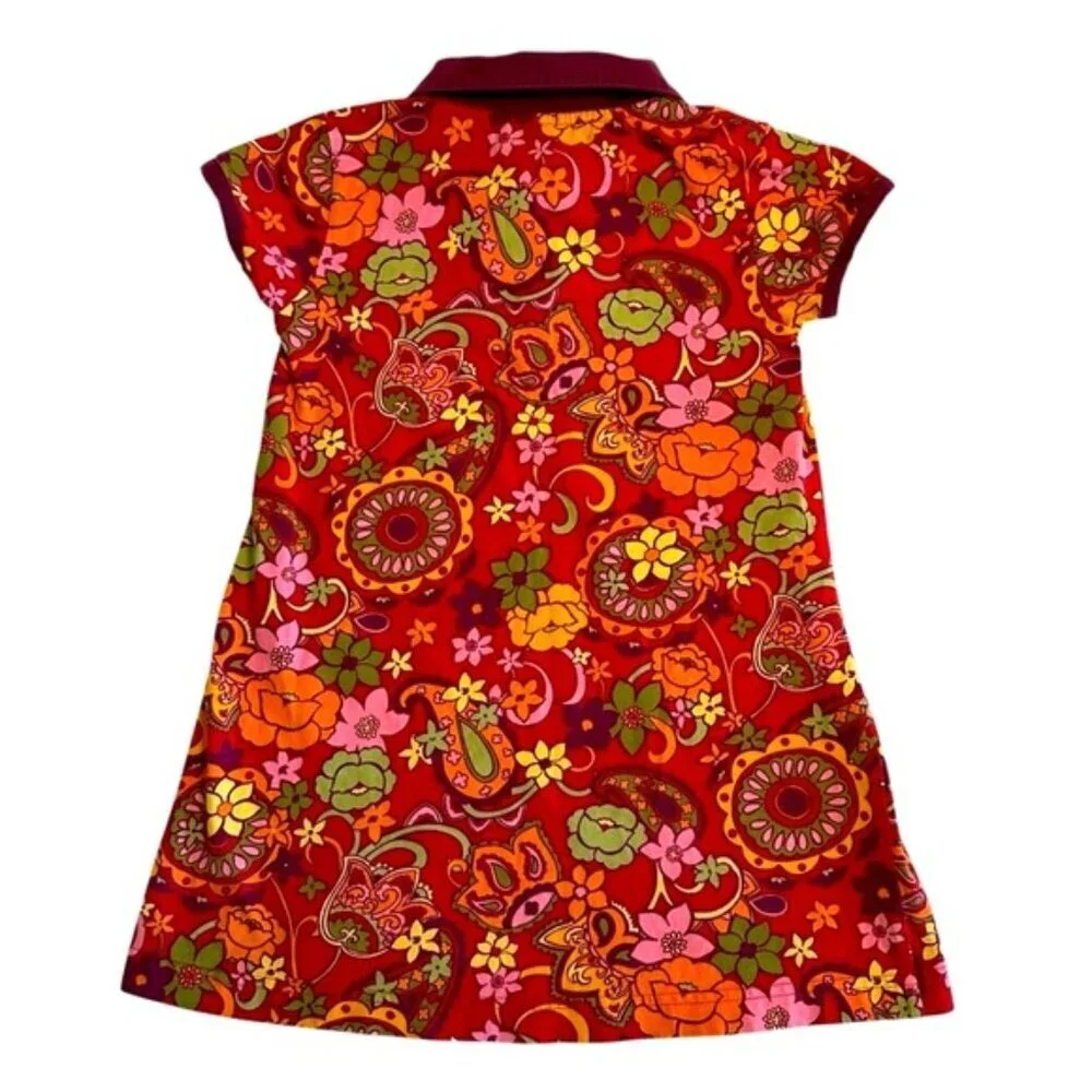 Hanna Andersson | Little Girl Red & Pink Floral Shirt Dress Size 4T